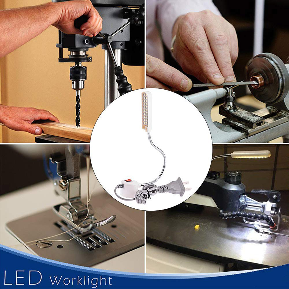 Luz para máquina de coser portátil LED 10/20/30, Base de montaje magnética, lámpara de cuello de cisne para toda la luz para máquina de coser