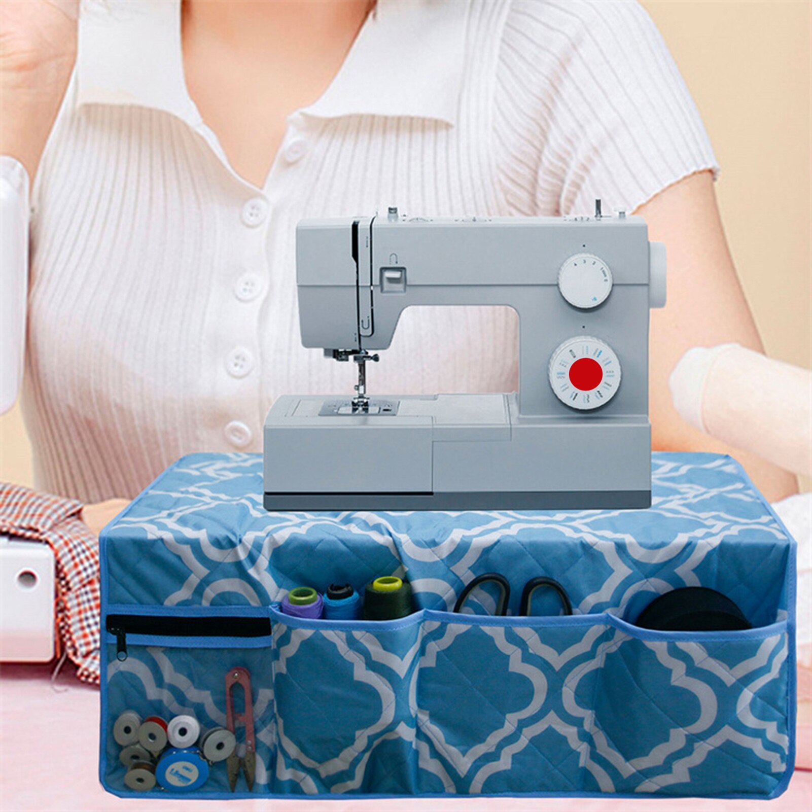 Sewing Machine Mat With Pockets Sewing Machine Protective Dust Cover Sewing Table Accessories Water-Resistant Universal 4 Colors