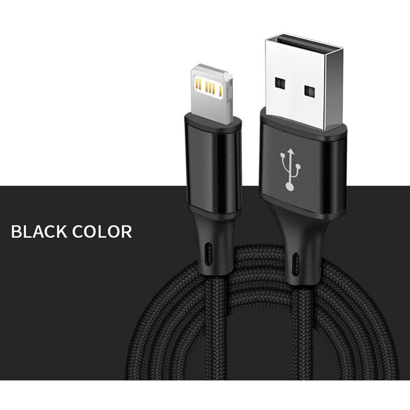 3m Daten USB Ladegerät Kabel Pro iPhone X XS Max 13 12 11 5 8 7 6 6s Plus SE Apfel iPad 3A schnell aufladen Telefon Kabel kurz lang Kabel: Schwarz / 0.25m