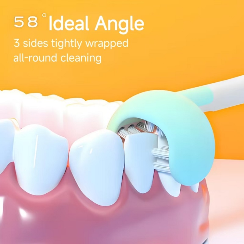 Silicone Brush Head C-Shaped 3-Sides Children's Toothbrush 3D Premium Soft Bristle Toothbrush Tongue Brush Tongue Scraper