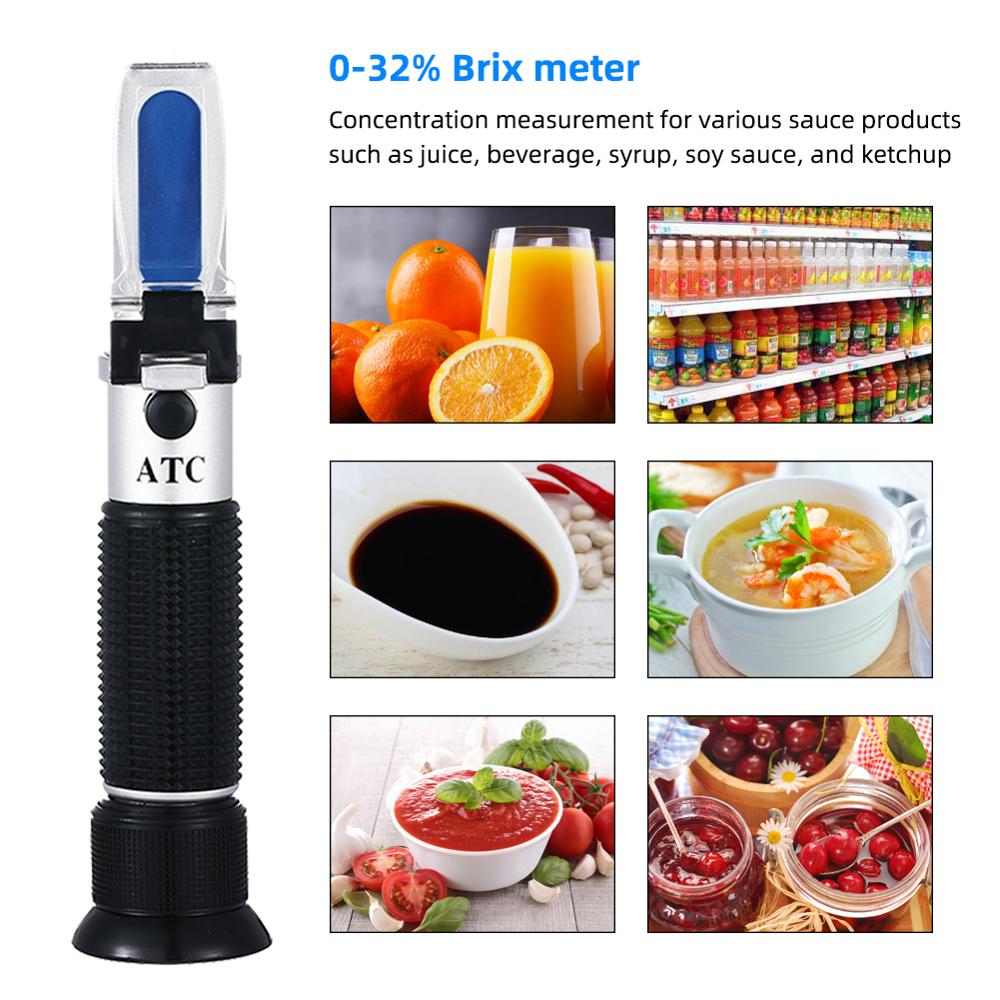 Brix Rifrattometro 0 ~ 32% RHB-32ATC Ottico Cibo Zucchero Bevande ATC Contenuto RZ113 metro Strumento di Prova Portatile