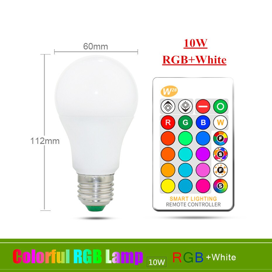 Magic RGB LED Light Bulb AC85-265V Smart Lighting Lamp Color Change Dimmable With IR Remote Controller 5W 10W 15W Smart Bulb: 10W RGBW / 4Pcs