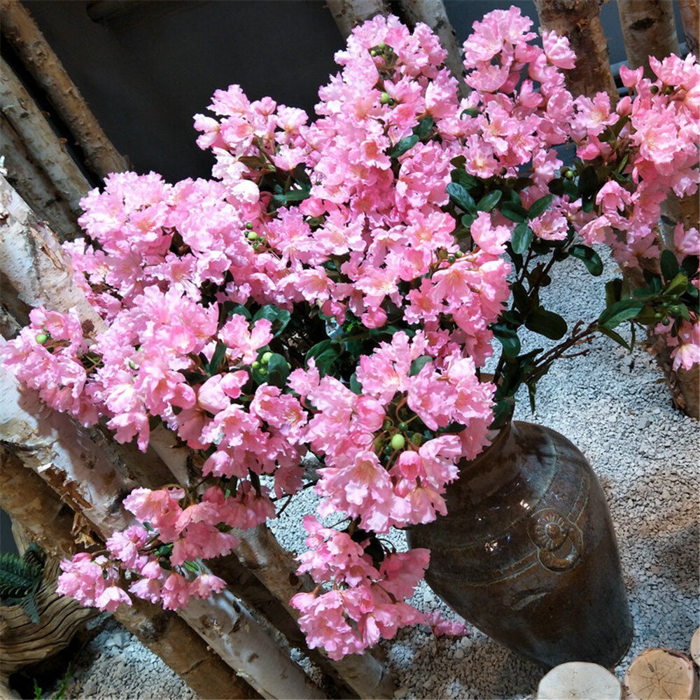 7p Artificial Crape Myrtle Flower Branches 3 stems Encryption Tree Decorative Silk Flower Wedding Floral Cherry Flowers