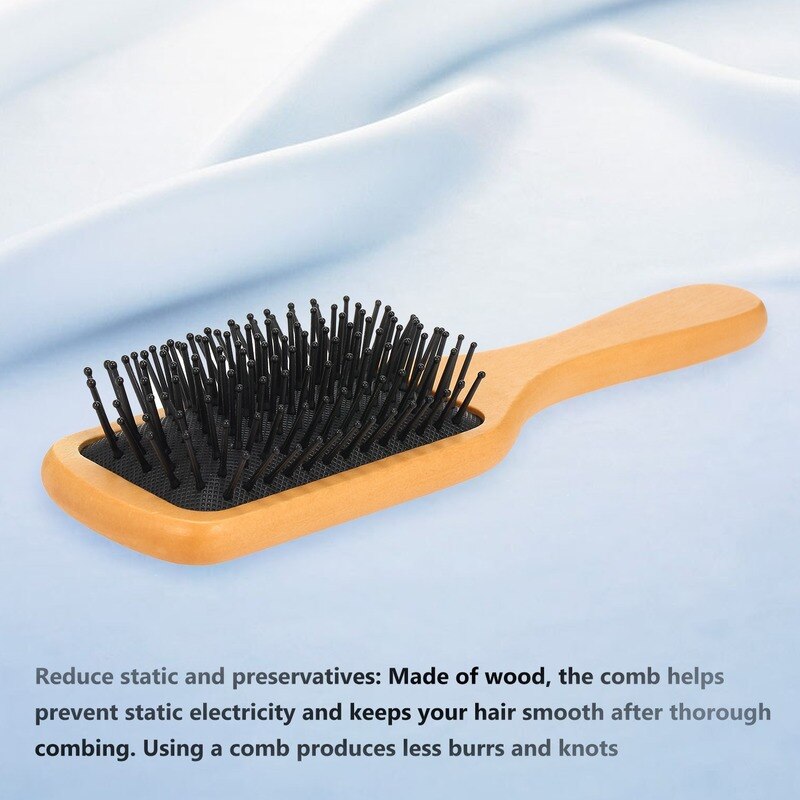 Kam hårbørste kam firkantet luftpude kam træ spa massage naturlig træindsats kamme antistatisk velegnet til damer osv