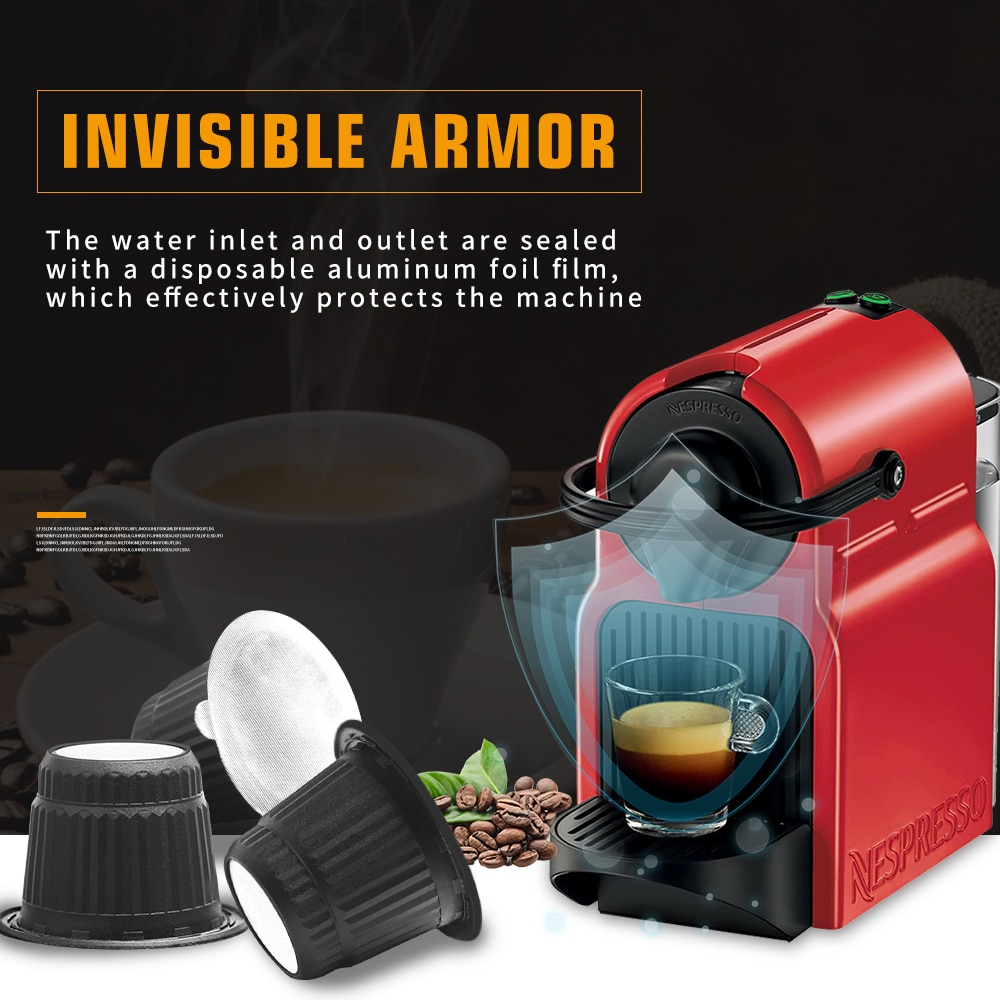 100sets Disposable Empty Coffee Capsule Cups Pods Aluminum Seals Stickers for Nespresso Machines Maker White Color