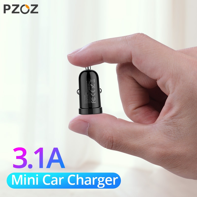 PZOZ Dual USB Mini Autolader 3.1A Reizen Snelle Chargeing Mobiele Telefoon Tablet GPS Universele Adapter Auto Charger 2 Poort in Auto