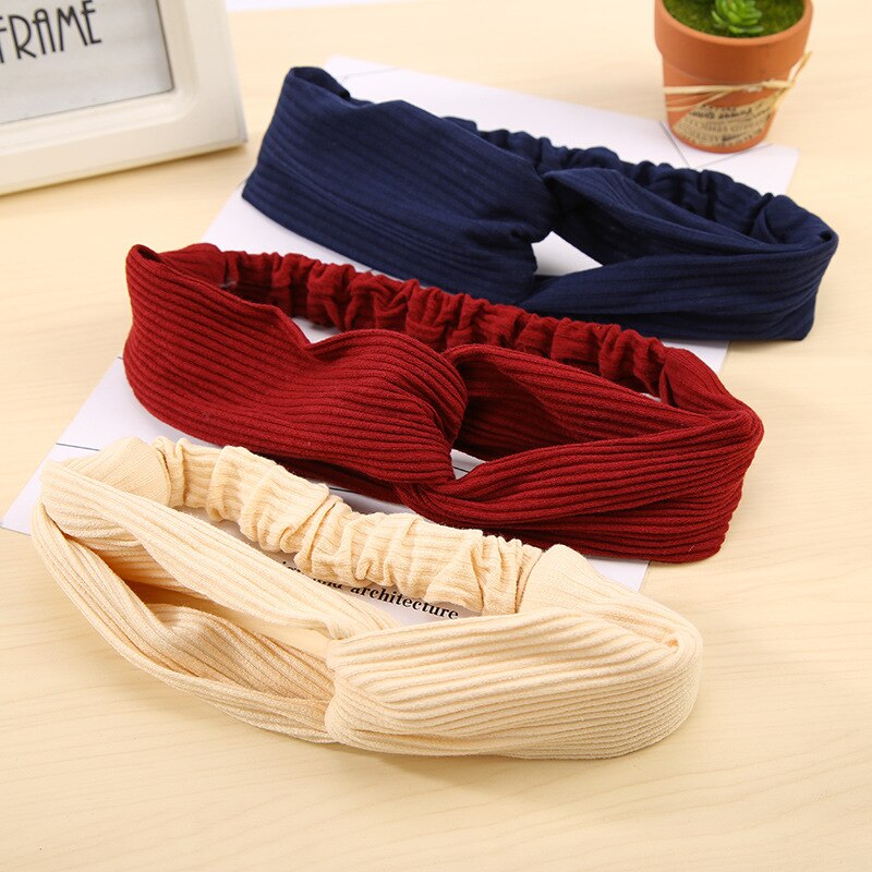 Bohemian Meisjes Haarband Haaraccessoires Cross Top Knoop Elastische Hoofdbanden Voor Vrouw Zachte Effen Kleur Twisted Geknoopt Hoofdband