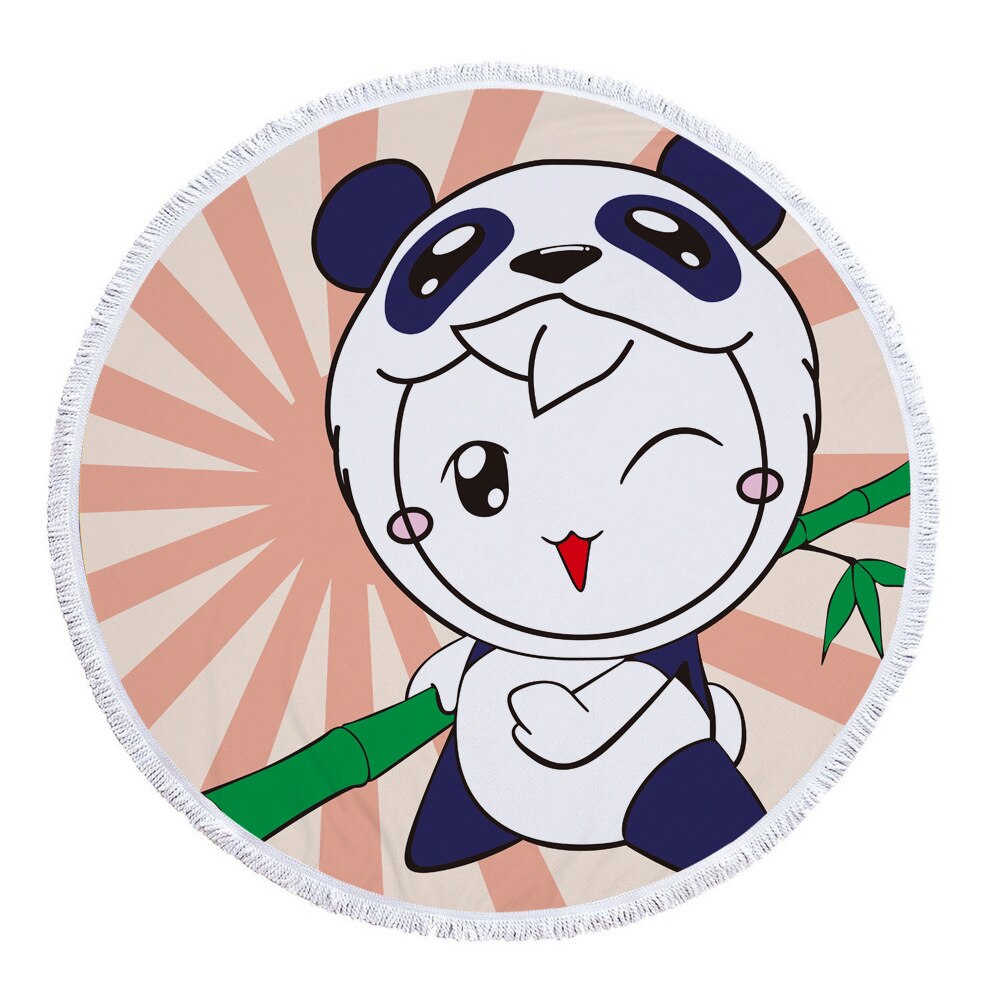 Schattig panda patroon ronde strandhanddoek microvezel materiaal kan worden gebruikt als badhanddoek yogamatten picknickmat baby speelmat: 9