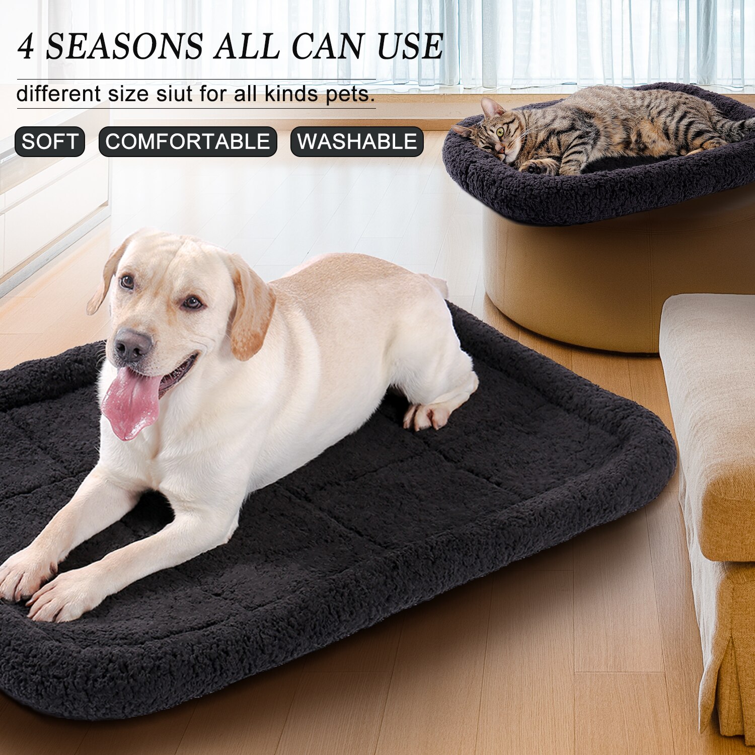 5 Size For Large Dogs Bed Super Soft Sherpa Crate Cushion Dog and Pet Bed Pet Carrier Pet Bed in Fleece Machine Washable