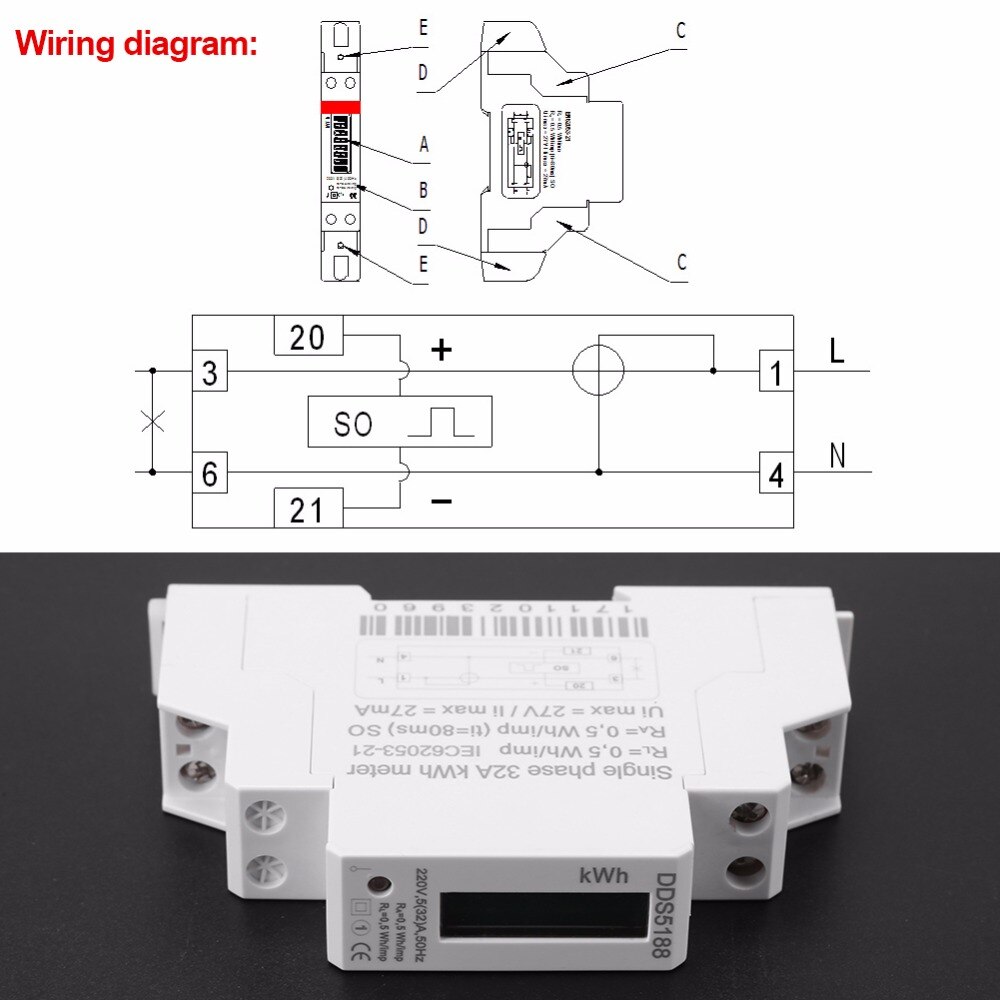 Single phase Electric Meter LCD 220V Single phase DIN-Rail Electric Meter 5-32A Electronic KWh Meter Electric Measurement Tool.