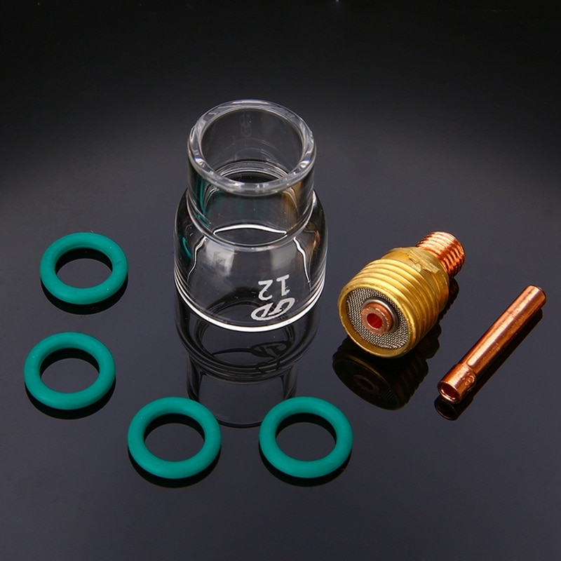 7Pcs/Set #12 Pyrex Glass Cup Kit Stubby Collets Body Gas Lens Tig Welding Torch For Wp-9/ 20/ 25 Welding Accessories