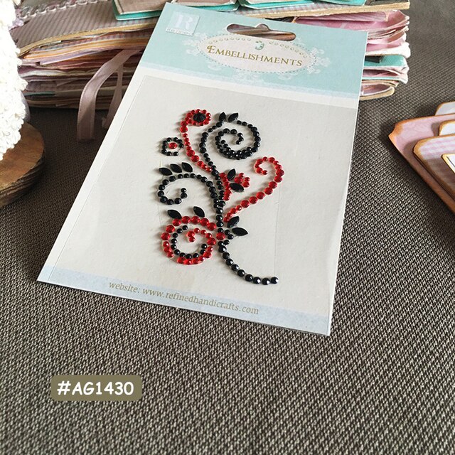 Diy Decal Adhesive Glitter Flower Sticker Craft Sticker Rhinestone Strip Scrapbooking Cloth Greeting Card Handmade Decor Sticker: D