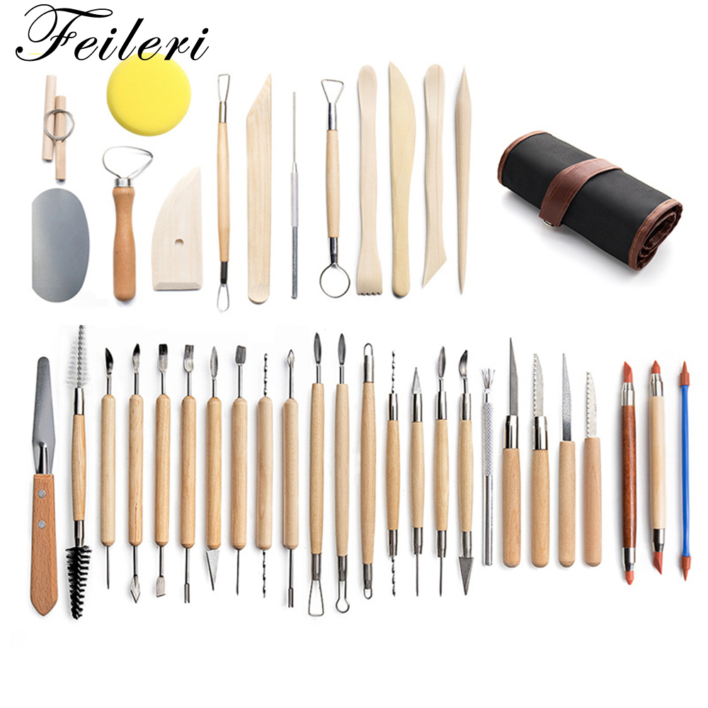 38pcs DIY Polymer Clay Tools Set Clay Indentation Carving Knife Kit Stone Plastic Auxiliary Tool for Pottery Modeling