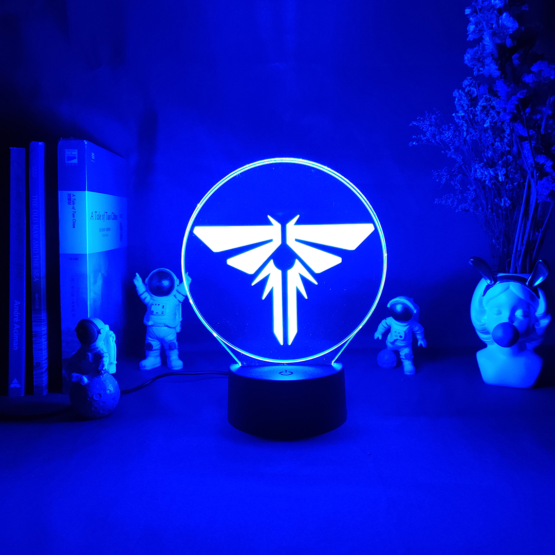 Game The Last of Us-señal de luz 3D, lámpara de noche, decoración de escritorio para habitación de PC, LED intermitente, configuración alimentada por USB, genial, arte de mesa: YELLOW / Azul