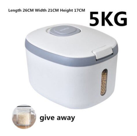 WALFOS 5KG/10KG Kitchen Food Storage Container Box Tank Moisture Insect Proof Nano Bucket Rice Dispenser Grain Sealed Organizer: 5kg