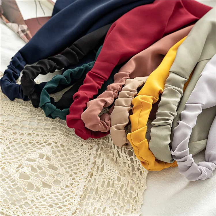 Vrouw Meisjes Effen Zomer Hoofddoek Chiffon Driehoek Bandana Vrouwen Elastische Haarband Haaraccessoires Hoofddeksels Ornamenten