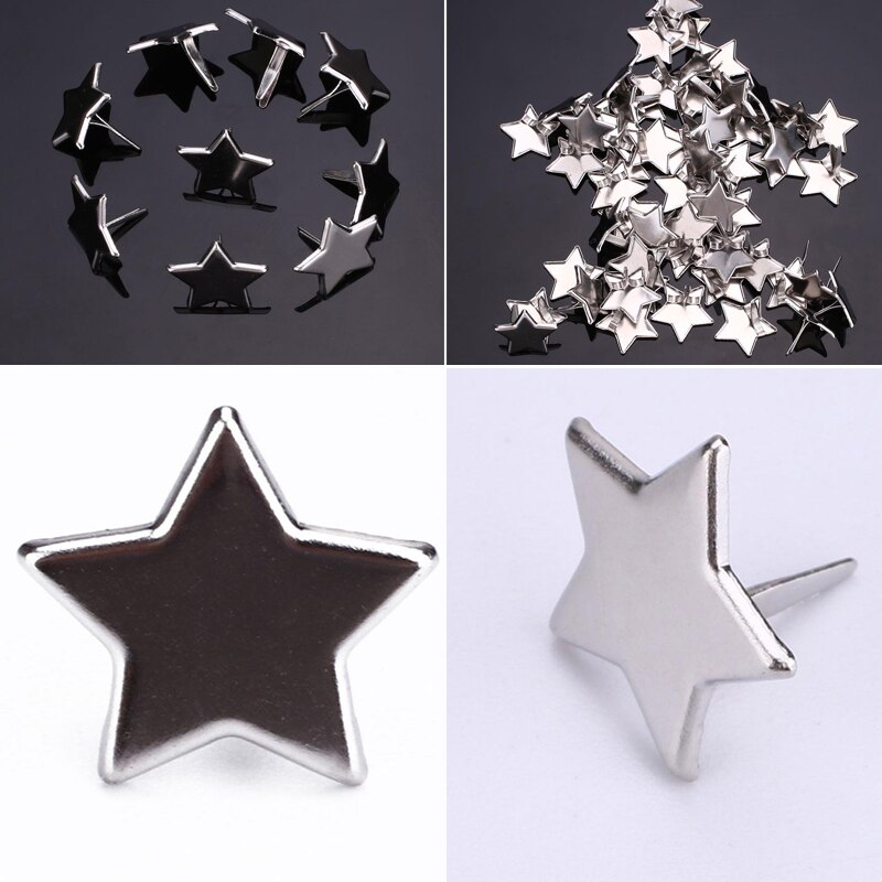 50 stk fem spidse stjerne metal brads nitter fastgørelse udsmykning scrapbooking