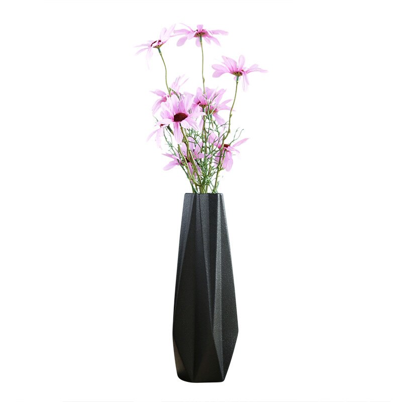 Jarrón de cerámica blanco/negro Simple para sala de Estar, comedor, inspiración de escritorio, rosa, Ideal, jarrón de flores, adornos JY