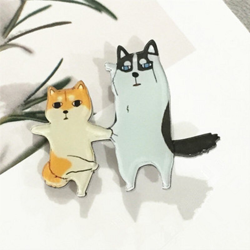 1 stk god ven kat og hund ikon akryl broche badges harajuku pin knapper rygsæk tøj tilbehør børn