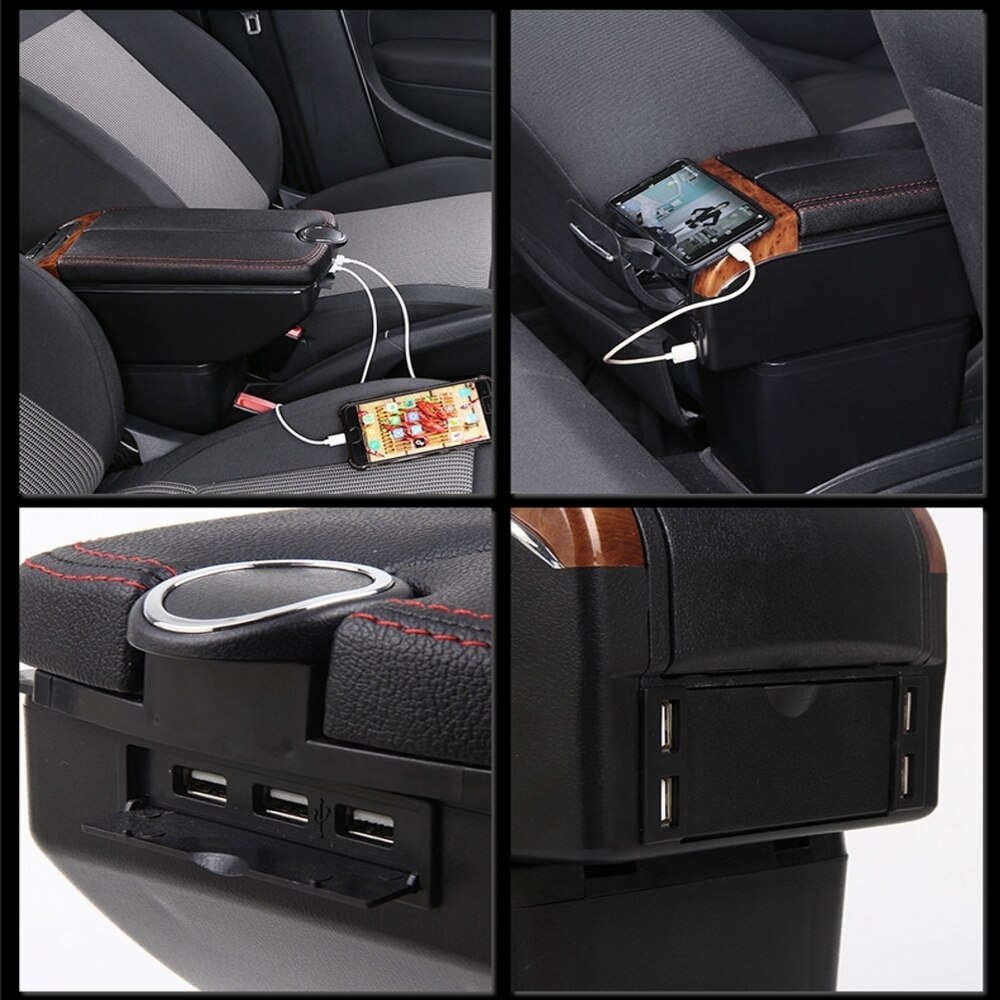 Boîte Convertible accoudoir pour Peugeot 307 CC, Double portes ouvert, 7usb centrale, boîte de rangement, accoudoir