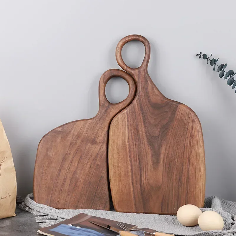 Tablas de cortar sólidas de nogal negro, bandeja de madera, tabla de Pizza, tabla de cortar, utensilios de cocina para hornear, tabla adhesiva de fruta y pan