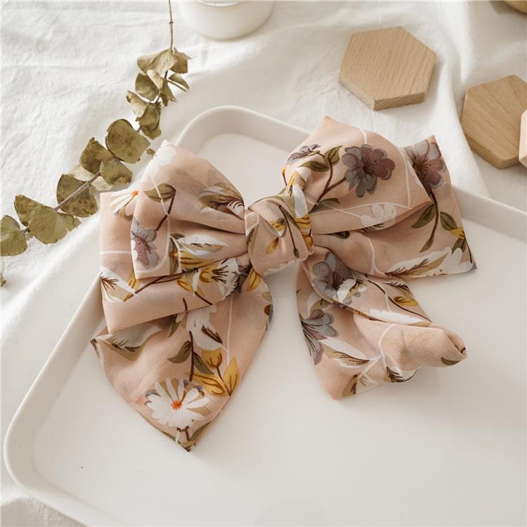 1 pièces Barrette à cheveux pinces à cheveux florales grand grand arc épingle à cheveux pour les femmes dames en mousseline de soie fleur pinces à cheveux accessoires de cheveux à la main: 5
