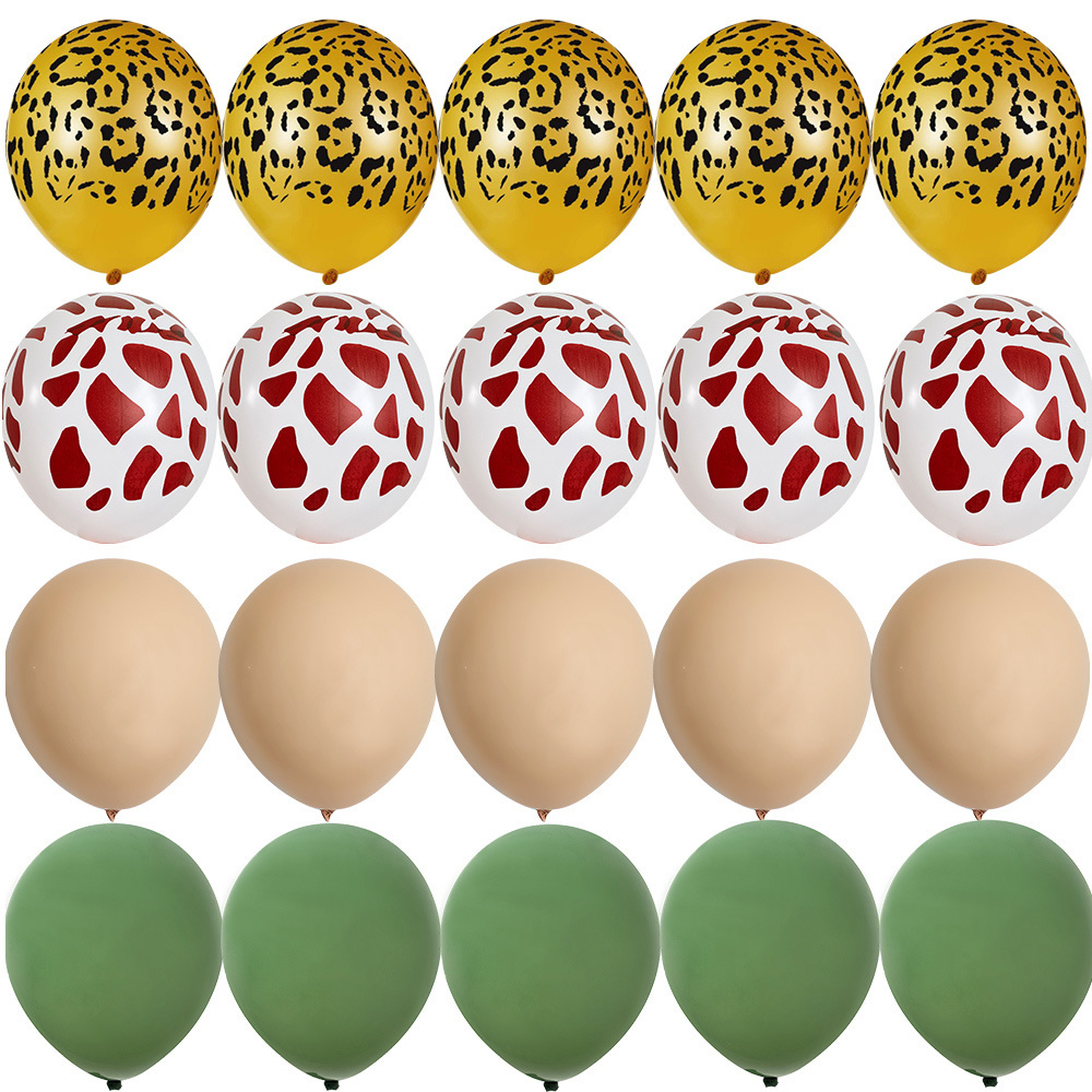 20 stks 12 inch Tijger/Luipaard/Giraffe Patroon Ballon Set voor Kinderen Wild Dier Jungle Safari Verjaardagsfeestje decoratie Benodigdheden: iridescent