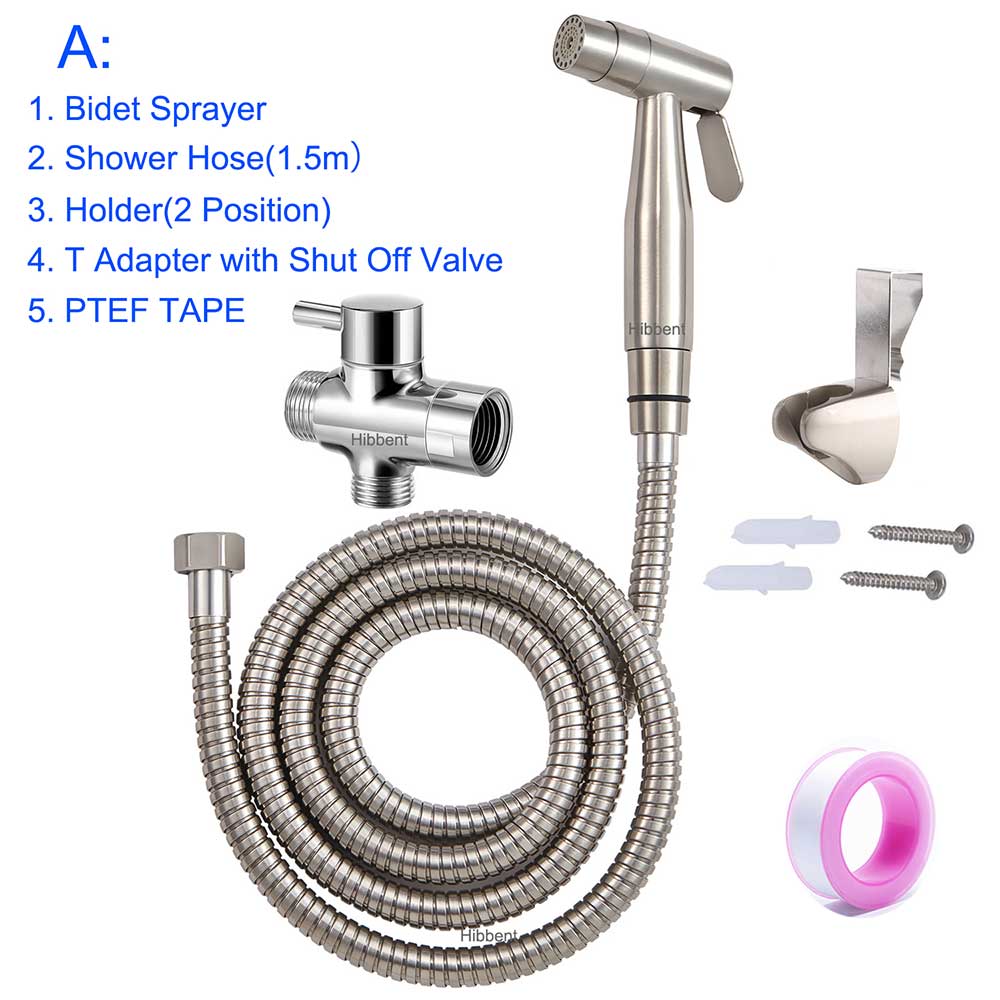 Toilet met twee functies, roestvrijstalen handdouche met bidet, dubbele sproeier, verstelbare douchesproeier voor persoonlijke reiniging: Een complete bidetset