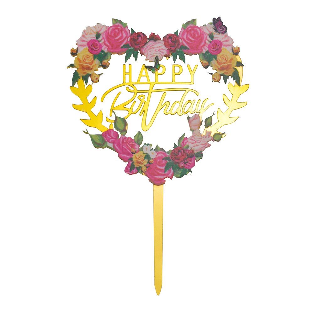 Acrylic Cake Insert Card Wedding Dessert Topper Happy Birthday Cake Topper for Cupcake Birthday Party Decoration