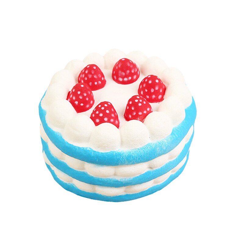 Jumbo Strawberry Cake Squishy Simulation PU Bread Slow Rising Soft Squeeze Toy Sweet Scented for Children Birthday Fun: Blue