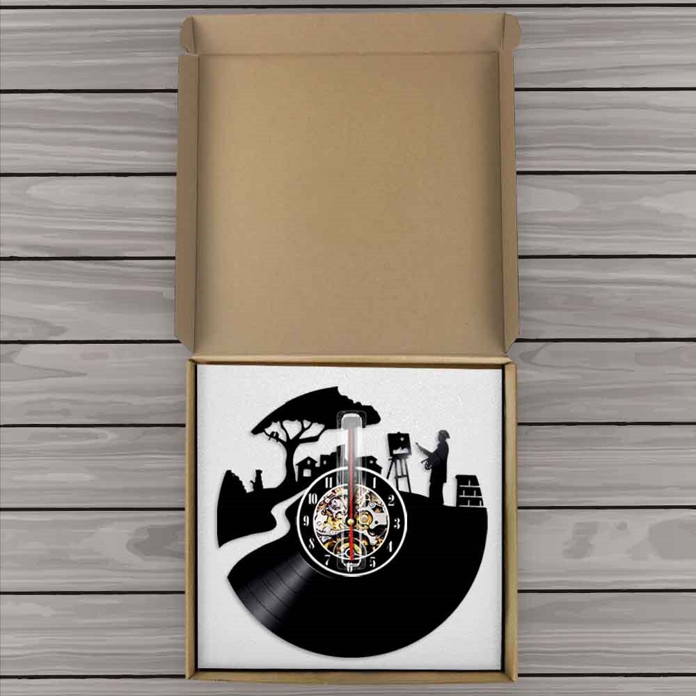 Artist Peaceful Painter Vinyl 3D Wall Clock Artist Drawing Wall Art Decor Modern Handmade Disk Craft For Artists