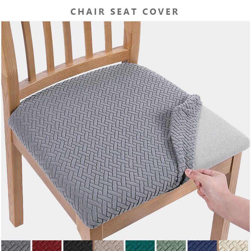 Verwijderbare Eetkamerstoel Seat Cover Jacquard Stretch Stoel Zitkussen Hoes Voor Eetkamer Keuken Stoelen