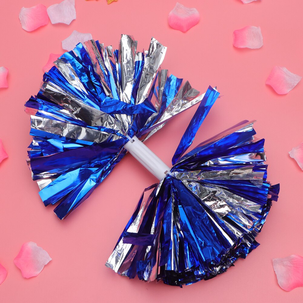 2 Pcs Cheering Balls Squad Spirited Shinny Cheerleading Kit Cheer Poms Cheerleaders Supples with Handle for Competition: As Shown 3