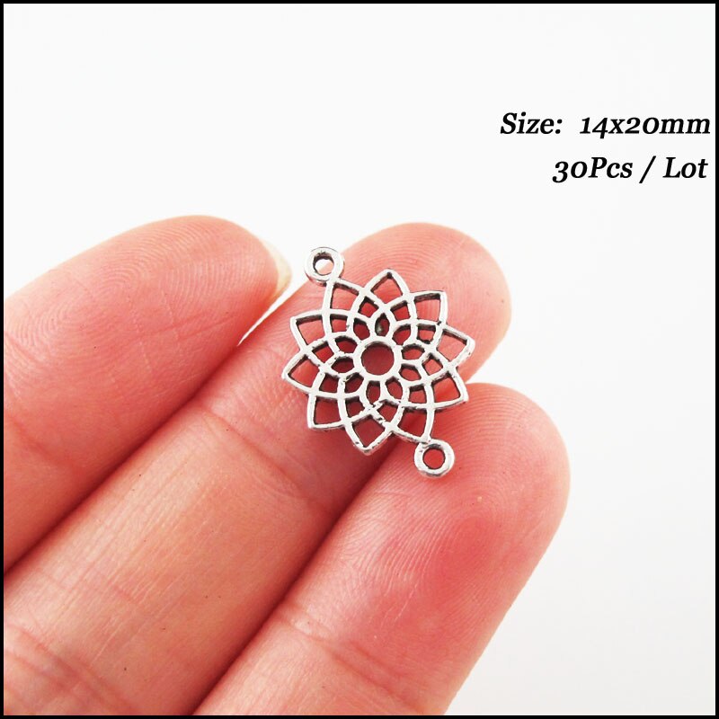 Moda nuovo fiore di loto nodo cinese Phoenix Charms connettori placcati argento tibetano per gioielli da regalo: Connetor.5  30Pcs