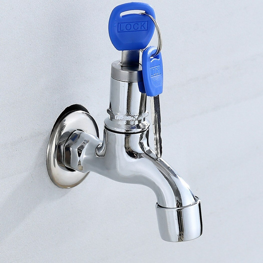 1Pc Anti-theft 1/2\" Thread Alloy Sink Tap With Key Lock Outdoor Faucet Lockable Outdoor Faucet Anti Theft Lockable Water Tap