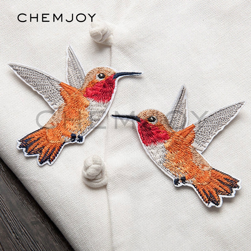 1 paar Hummingbird Geborduurde Patches voor Kleding Iron Sew Applique Kleding Badge Stickers Jeans Jas Decoratie Patches