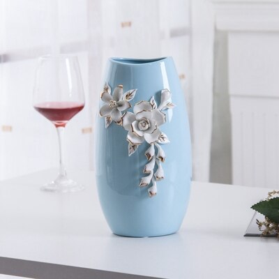 Medium and small Classic Ceramic Vase Chinese Arts And Crafts Decor Flower Vase Household Decoration: L