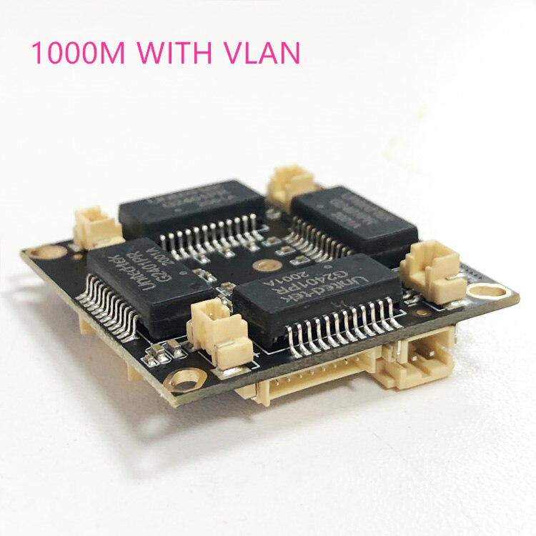 10/100/1000M 4 port gigabit Ethernet switch pcba for embedded integrated module DC 5V 12V1A-3A IN DC OUT VLAN Through current: 1000M WITH VLAN