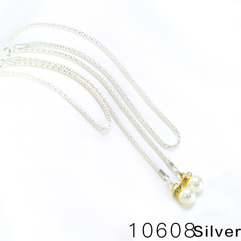 Zonnebril ketting metalen koorden casual parel kralen geometrische bril ketting voor mannen vrouwen gouden ketting: 10608 zilver