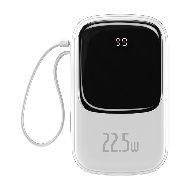 Baseus power bank 20000mah pd carregamento rápido powerbank embutido cabos carregador portátil bateria externa para o telefone: White Power Bank