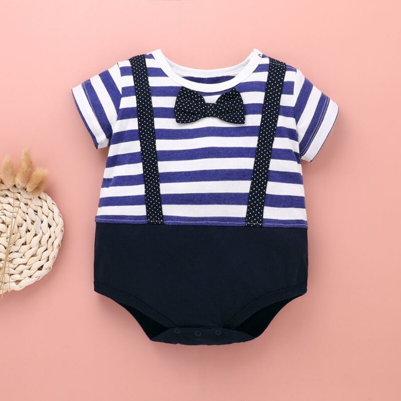 Bobora D'été Enfant En Bas Âge Enfants Barboteuses Rayé Combinaison -Né Coton Décontracté Body Pour Bébé Garçons Filles Manches Courtes Tissu