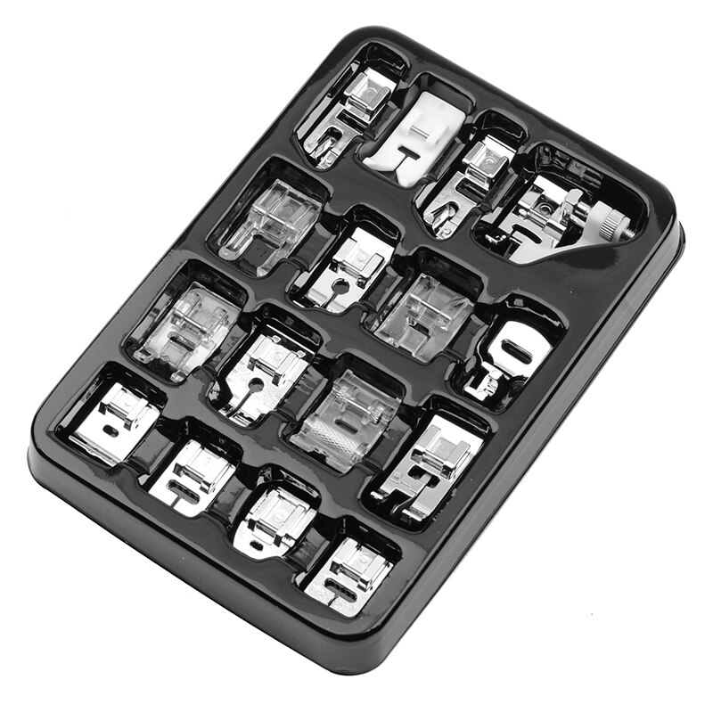 16pcs Sewing Machine Presser Foot Kit Hem Foot Spare Parts Accessories for Brother Singer Blind Stitch Darning Presser Feet