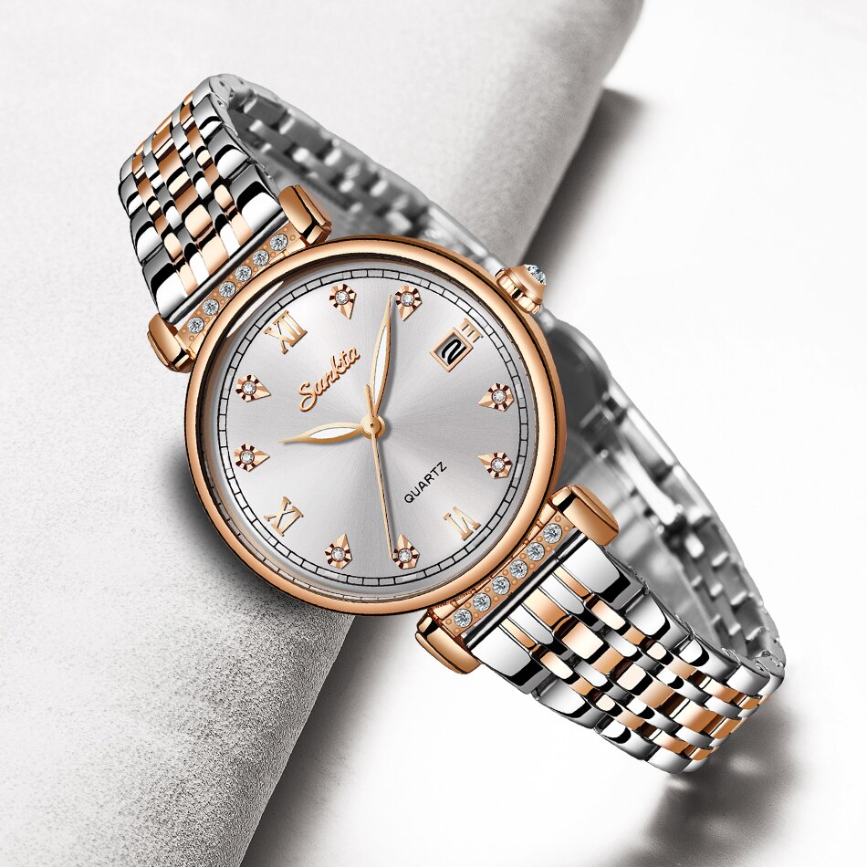 Sunkta Vrouw Horloges Rose Goud Top Luxe Horloge Vrouwen Quartz Waterdichte Vrouwen Horloge Dames Meisjes Horloge Klok