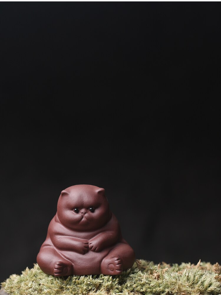 Creativity Purple Clay Tea Pet Cute Cat Tea Play Crafts Kung Fu Tea Set Decoration Home Decoration with Box