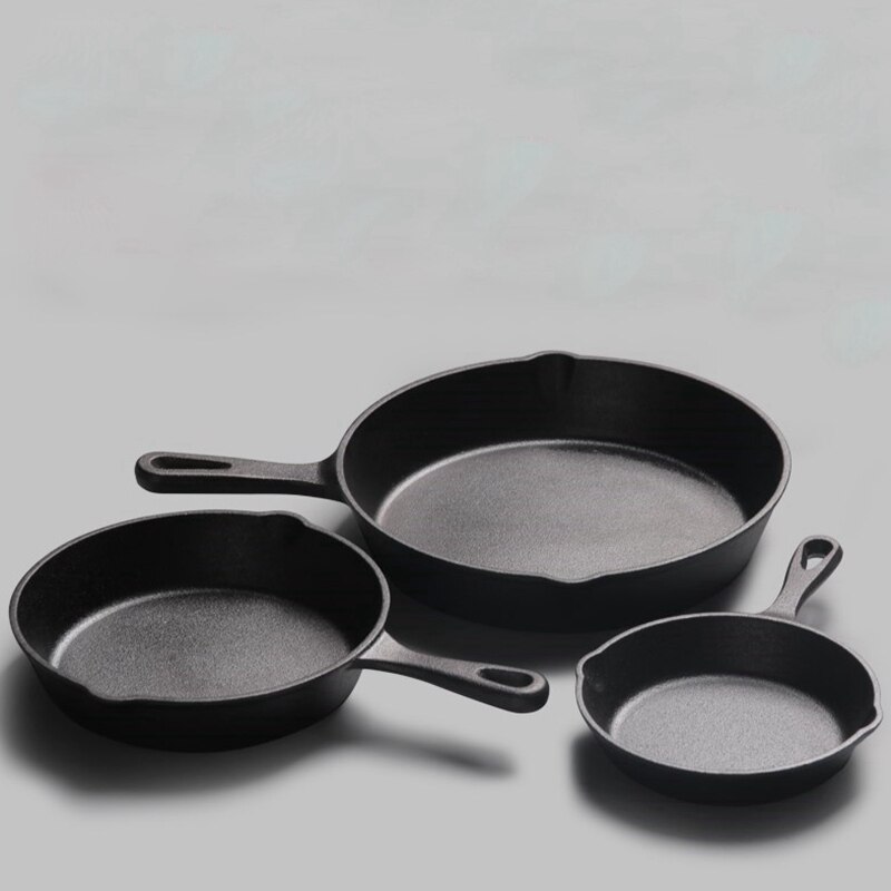 14/16/20cm støpejern stekepanne praktiske kokekar uten belegg wok kokekar panner generell bruk for gass og induksjon komfyr