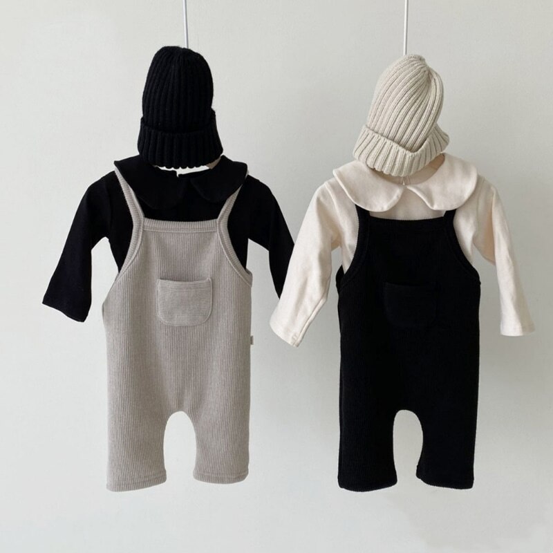 Pasgeboren Baby Meisje Jongen Katoen Pocket Jarretel Broek Lente Herfst Jumpsuit Baby Peuter Mouwloze Romper Baby Kleding 9M-2T