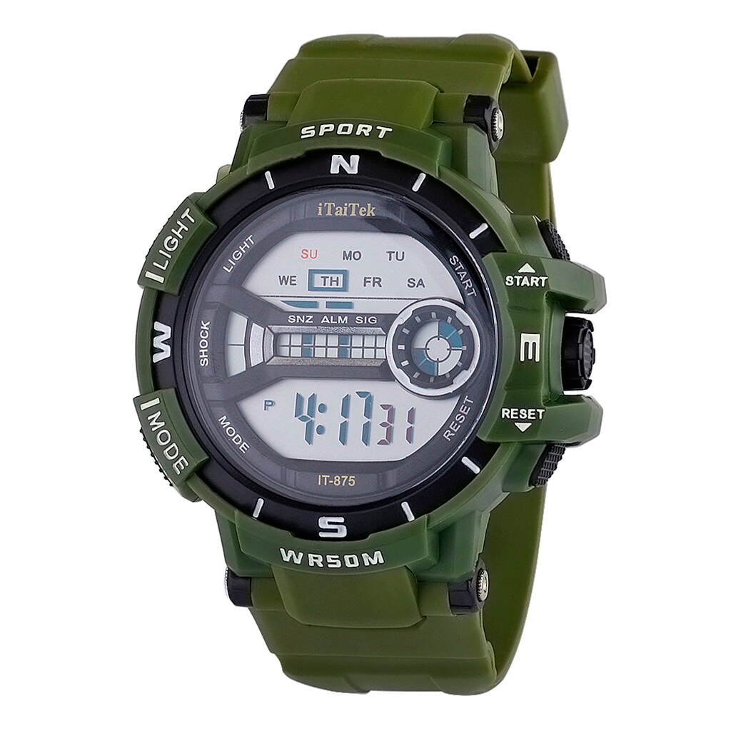 Sporthorloge Multifunctionele Waterdichte Lichtgevende Mode Elektronische Horloge Curren Horloge Mannen Erkek Kol Saati Часы Мужские: green