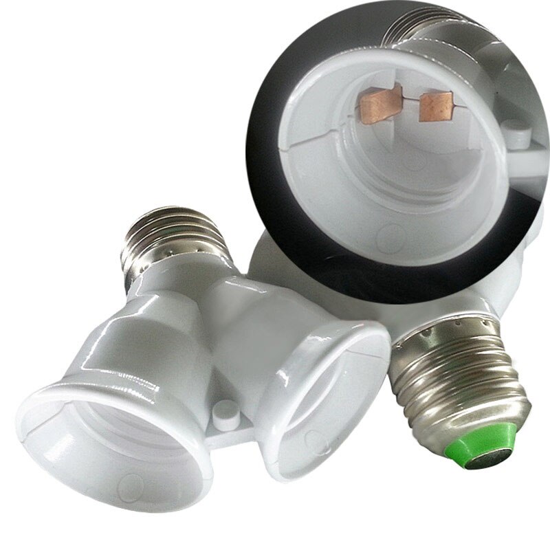 E27 to 2 xe 27 led halogenlys sokkel lampe pære adapter omformer sokkel for