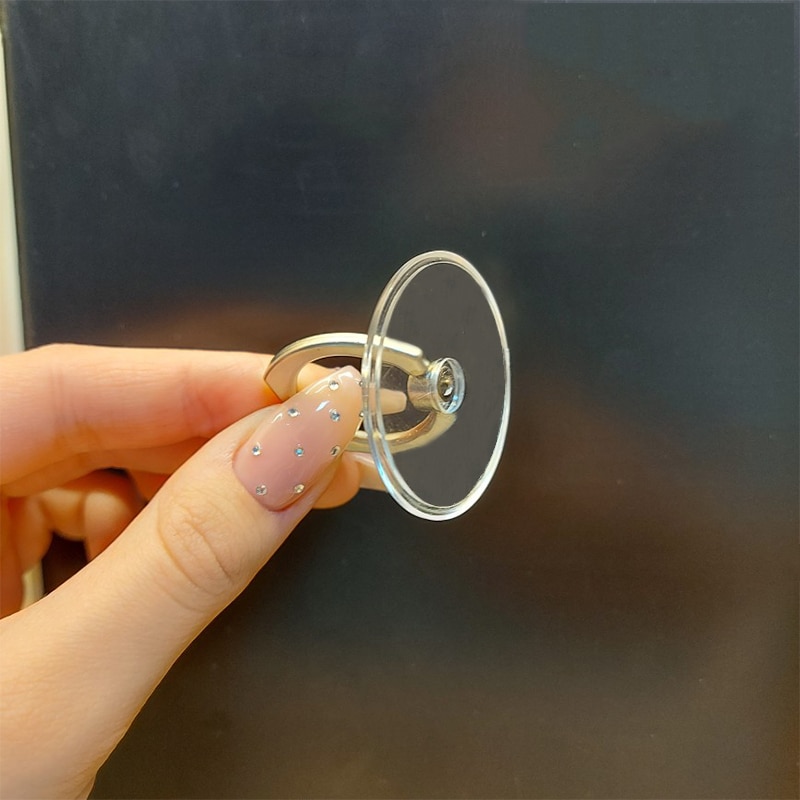 Magnetic rotabl mobile phone holder stand for iPhone Samsung Car Metal finger ring phone stand bracket car phone holder bracket: Transparent-