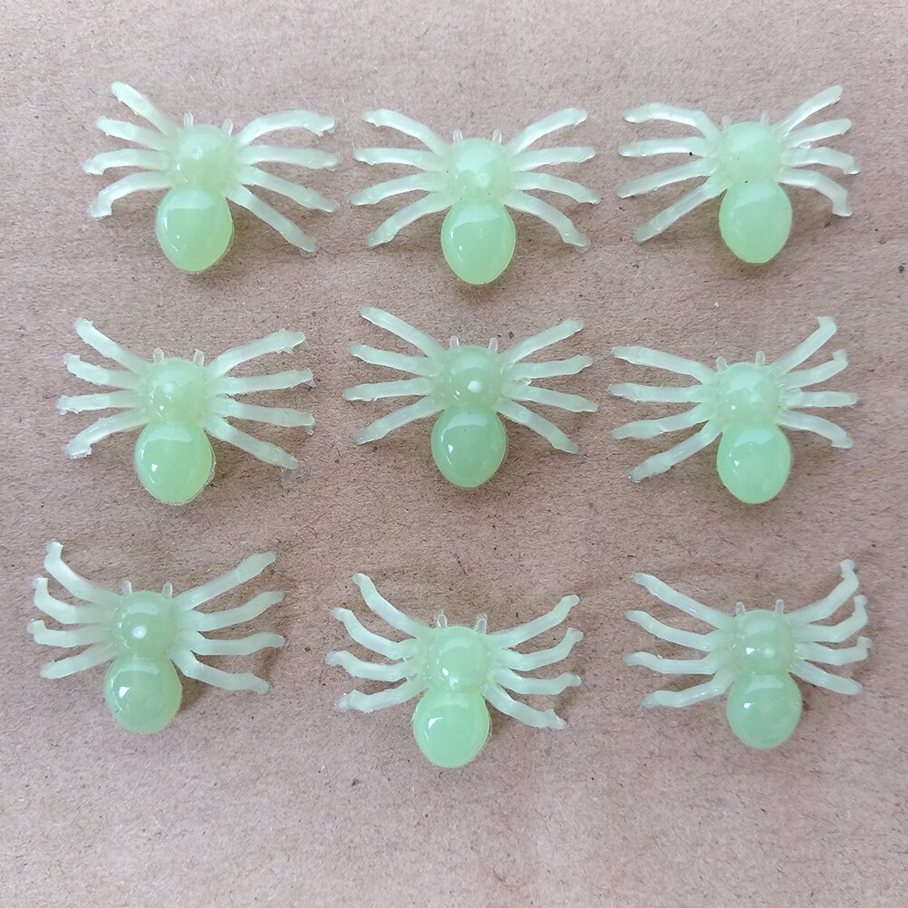20PCS Mini Luminous Plastic Spiders Simulated Spider Decoration for Halloween Funny Joke Parties House Prop Festival Supplies